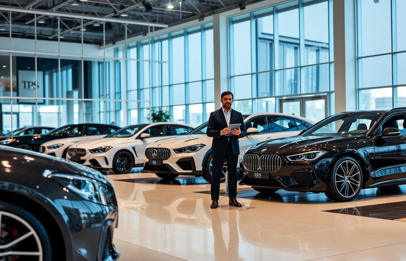 Showroom moderno de agencia automotriz